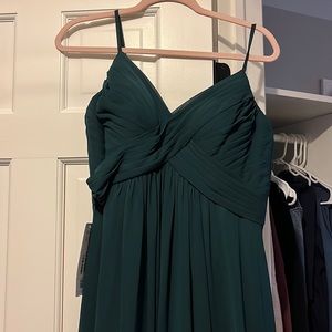Azazie Shannon dress size 10 in color pine. NWT
